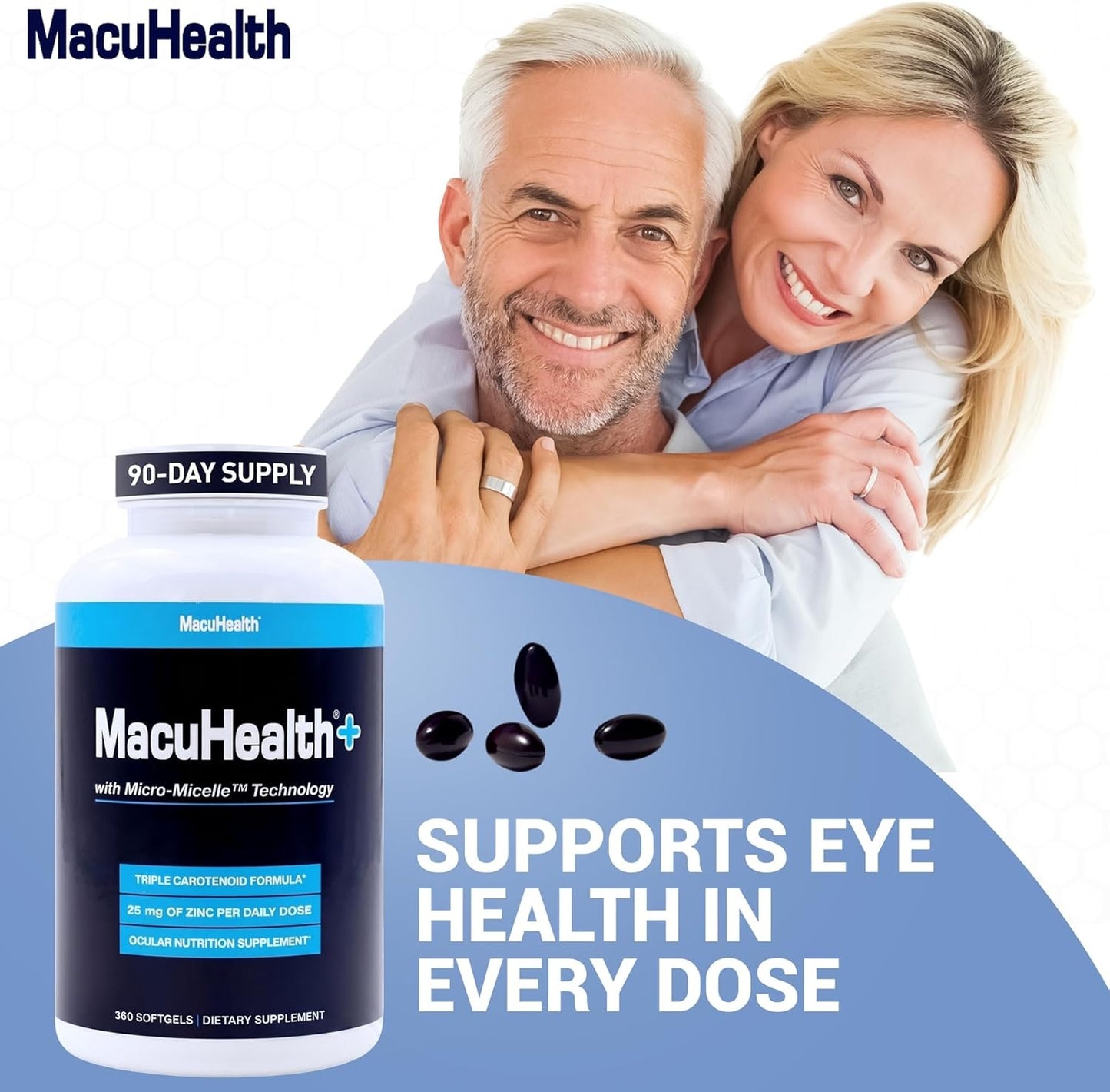 Macuhealth Plus+ Eye Vitamins Supplement for Adults - 90 Day Supply with Lutein, Zeaxanthin, and Meso-Zeaxanthin - Unflavored, Vitamin for Eyes